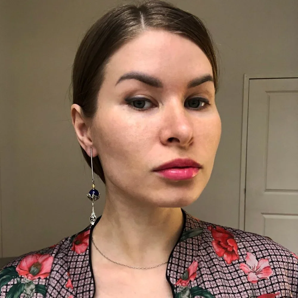 Long massive earrings silver tone, unusual floral dangles